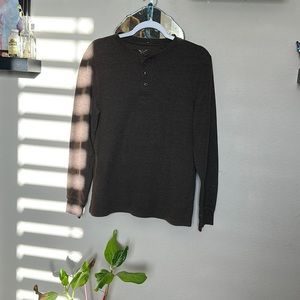 Brown flannel half button up